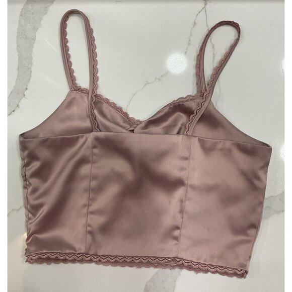 Lottie Moss Satin Lace Trim Crop Top M - Picture 5 of 5